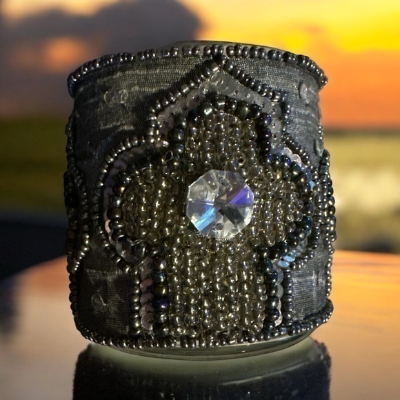 Pottery Barn Other - Silver Pottery Barn Embellished Votive candles - set of 3